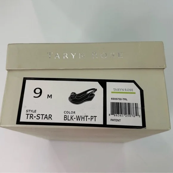 Taryn Rose Tri-Star Black Patent White Rose Wedge Sandals NWT Women’s Size 9 - Picture 4 of 11